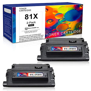 [2 Pack,Black] 81X | CF281X Compatible Toner Cartridge High Yield Replacement for HP Enterprise M604n M605dn M606x Flow MFP M630z M606 Series M630 MFP Managed M605 MFP M630 Series M630dn MFP Printer
