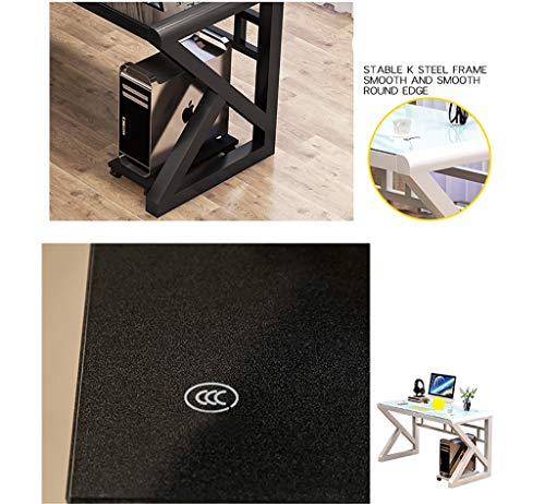YWDNZ Home Office Desks Computer Desk, Desk, PC Laptop Desk, Workstation, Home Office Gaming Table, Simple Tempered Glass Computer Desk Learning Desk (Color : B)