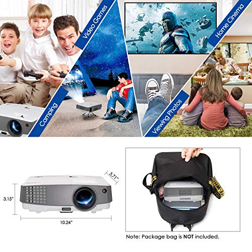 2019 Portable Wireless Bluetooth LCD Projectors 3300 Lux Mini Smart TV Projector Home Theater with HDMI USB Aux Audio VGA AV Android OS Support 720P 1080P for Gaming Outside Moive Night Smartphone