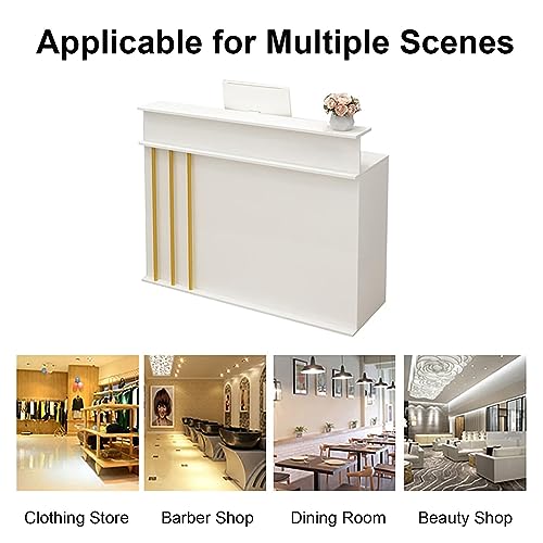 Reception Desk Counter Cashier Counter, Computer Desk with Locker, Wooden Black 140 * 50 * 100CM