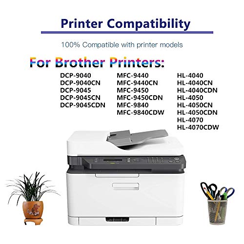 Remanufactured Toner Cartridge Replacement for Brother TN110 TN-110BK TN-110C TN-110Y TN-110M for Brother DCP-9040CN DCP-9045CDN MFC-9840CDW Printer (5-Pack, 2BK+C+Y+M)