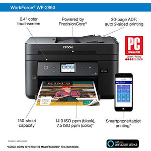 Epson Workforce WF-2860 All-in-One Wireless Color Printer with Scanner, Copier, Fax, Ethernet, Wi-Fi Direct and NFC, Amazon Dash Replenishment Ready