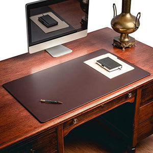 Dacasso Chocolate Brown Leather 38" x 24" Without Rails Desk Mat
