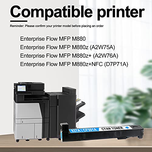 827A | CF301A CF303A CF302A Remanufactured Toner Cartridge Replacement for HP Enterprise Flow MFP M880 MFP M880z(A2W75A) MFP M880z+(A2W76A) M880z+NFC(D7P71A) Printer (3 Pack,1C+1M+1Y)