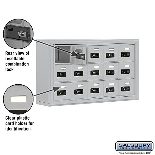 Salsbury Industries 19035-15ASC Cell Phone-3 Unit Surface Mounted-Resettable Combination Locks with 5-Inch Diameter Compartments, Aluminum