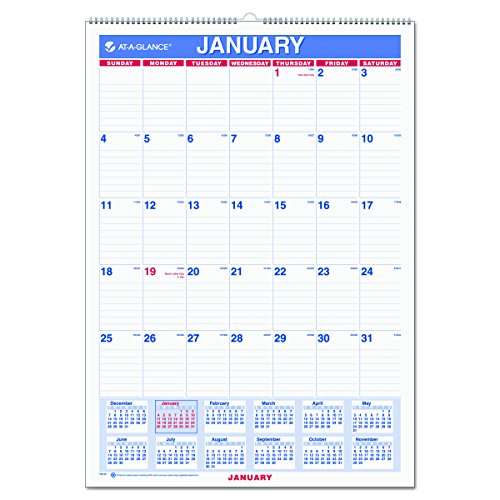 AT-A-GLANCE Wall Calendar 2017, Monthly, 12 x 17", Ruled, Wirebound (PM2-28)