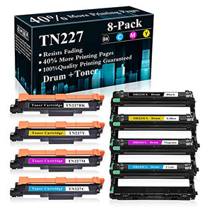 8-Pack (4Drum+4Toner) DR223CL Drum Unit TN227 Compatible Toner Cartridge Replacement for Brother MFC-L3770CDW L3710CW L3750CDW HL-3210CW 3270CDW 3290CDW DCP-L3510CDW L3550CDW Printer,Sold by TopInk