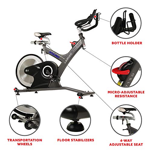 Sunny Health & Fitness Asuna 7130 Lancer Cycle Exercise Bike with Magnetic Resistance Belt Rear Drive, 33 LB Flywheel, Dual Caged/Clipless (SPD) Pedals, 285 LB Max Weight