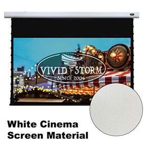 VIVIDSTORM Office Presentation Mortar Mount Tension Screen,Electric Drop Down Projector Screen,100-inch Diag 16:9, White Cinema Screen Material,Gain 1.1, Wireless 12V Projector Trigger,Model:VXZLW100H