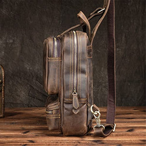WYYGYQ Large-Capacity Men's Chest Bag Retro Diagonal Bag Casual Shoulder Bag Leather Men's Bag Backpack Men's Gift (Color : A, Size : 28 * 20 * 7.5cm)