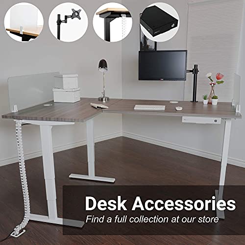 Progressive Automations L Shaped Height Adjustable Standing Desk 78" x 48" - Electric Stand Up Corner Computer Desk - White Frame/Gray Oak Top