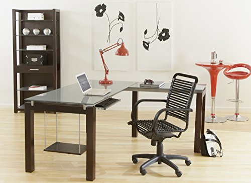 Euro Style Flat Bungie High Back Adjustable Office Chair with Arms, Black Bungies with Graphite Black Frame