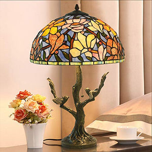 MaGiLL Tiffany Style Desk Lamp - Retro 25 Inch High Copper Magnolia Stained Glass Lampshade