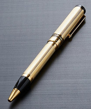 Xezo Tribune 18 Karat Gold Layered Diamond-Cut Ballpoint Pen. Weighty and Balanced, Limited Edition (Tribune 18K Gold B)