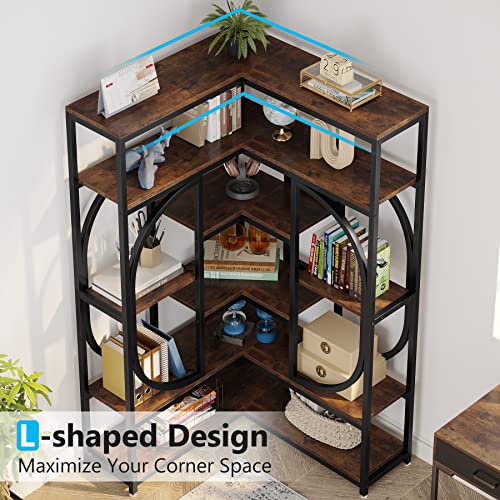 L Shape Show Rack Tribesigns 7-Shelf Large Modern Corner Bookcase, L-Shaped Display Rack ...