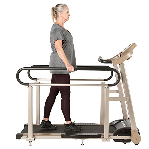 EXERPEUTIC TF2000 Recovery Fitness Walking Treadmill with Full Length Hand Rails, Deck Cushions and Heart Rate Monitoring