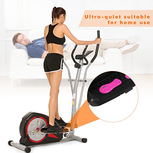 ncient Elliptical Machine Eliptical Exercise Machine for Home Use Elliptical Trainer Indoor Workout Fitness Machine Magnetic Smooth Quiet Driven Pulse Rate Grips (Yellow)