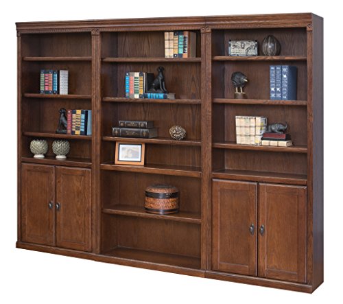 Martin Furniture Huntington Oxford 84" Open Bookcase, Burnish Finish, Fully Assembled