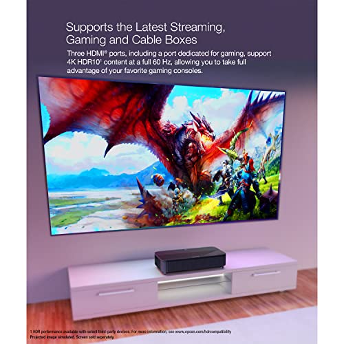 Epson EpiqVision Ultra LS800 4K PRO-UHD Laser Projector, 4,000 Lumens, 150" - Black
