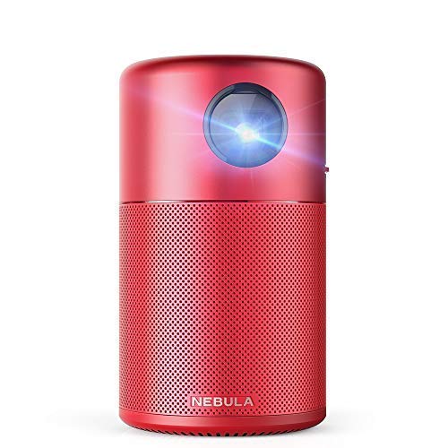 Anker Nebula Capsule Smart Wi-Fi Mini Projector, Red, 100 ANSI Lumen, 360° Speaker, 100 Inch Picture, Renewed