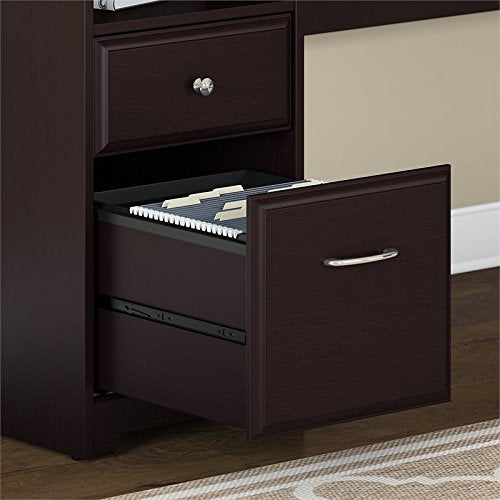 Bush Furniture Cabot 60W L Shaped Computer Desk with Hutch and Drawers in Espresso Oak
