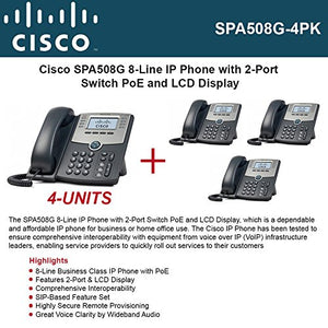 Cisco SPA508G (4-UNITS) IP Phone 8-Line with 2Port Switch PoE and LCD Display