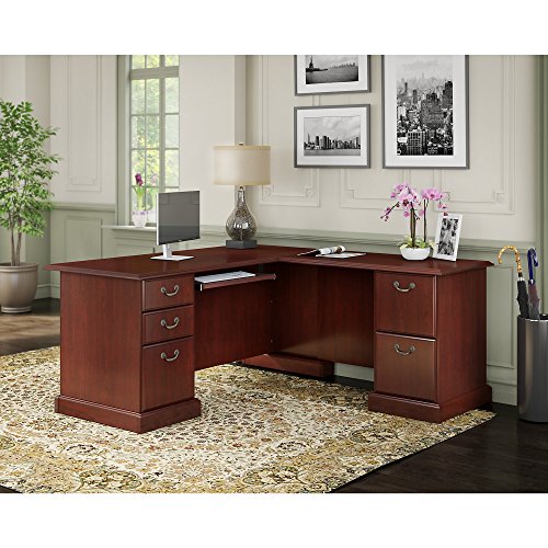 kathy ireland Home by Bush Furniture Bennington L-Desk in Harvest Cherry