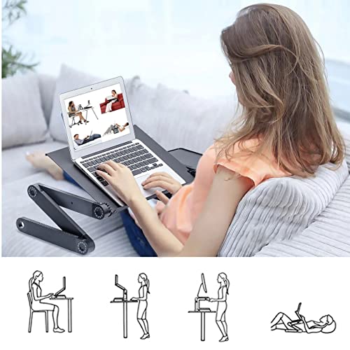 WALNUTA Height Adjustable Lap Laptop Desk Portable Lap Desk with Pillow Cushion, Fits up to 15.6 inch Laptop (Color : A)