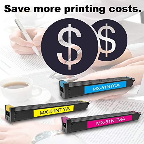 3 Pack (1C+1M+1Y) MX-51NT Toner Cartridge Replacement for Sharp MX-4110N 4111N 4140N 4141N 5110N 5111N 5140N 5141N Printer