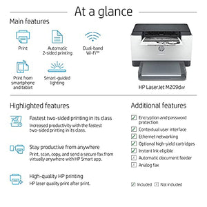 HP Laserjet M209dw Wireless Black & White Printer, with Fast 2-Sided Printing (6GW62F) (Renewed)