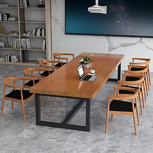 XINDAR Industrial Wood Conference Table, Rectangle Meeting Table with Trestle Base (Walnut, 110.2" L x 39.4" W x 29.5" H)