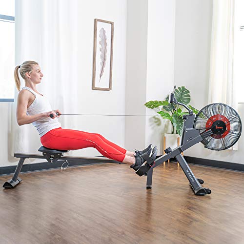 Sunny Health & Fitness Air Plus Magnetic Resistance Rowing Machine – SF-RW5940, Gray