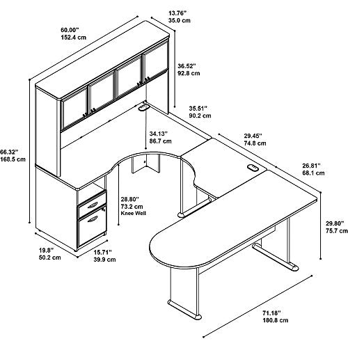 Series A U Shaped Desk with Hutch, Peninsula and Storage