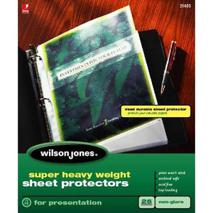 Wilson Jones Super Heavy Weight Sheet Protector, Non-Glare Finish, Letter Size, 25 Sleeves per Box, Clear (W21403)