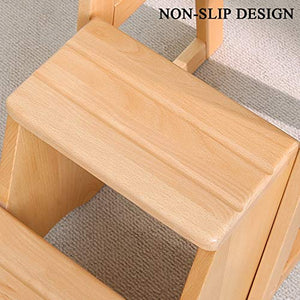 LUCEAE 3-Step Wooden Folding Step Stool - Portable & Sturdy