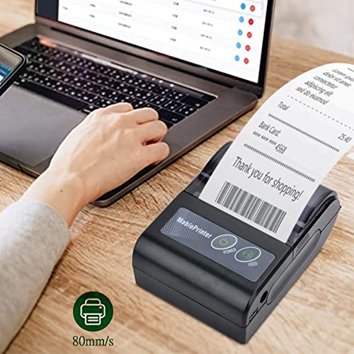 Bluetooth Receipt Printe-r, Wireless POS Printe-r, Ultra-Rugged Portable Bluetooth Receipt Printe-r, 58mm Thermal Receipt Printe-r Supports for Bill, Retails, Store