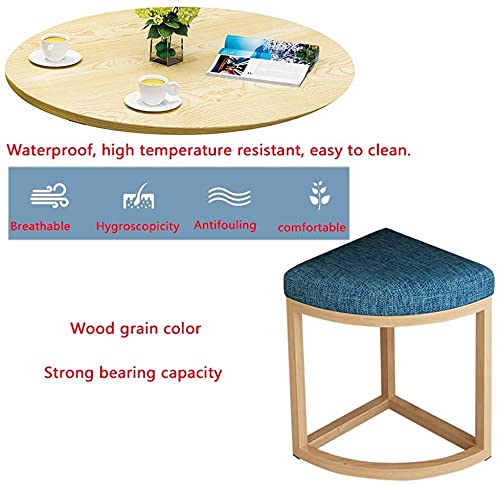AkosOL Office Table and Chair Set - 1 Table and 4 Chairs, Cotton and Linen Material, 80cm Round Table, Dark Gray Color