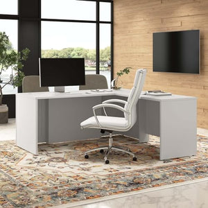 Bush Business Furniture Hampton Heights Executive L-Shaped Desk | 72W x 30D, White