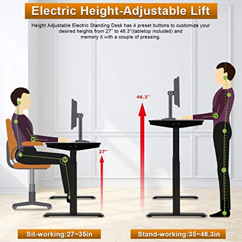 Height Adjustable Computer Desk, Home Office Gaming Desk, 47.2" Modern Simple Style Sit Stand Electric Desk, Writing Computer Workstation or Home Office,Black