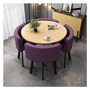 DioOnes Table Set with 1 Table and 4 Chairs - Round Dining Table and Chair Set for Home Office or Refreshment Shop
