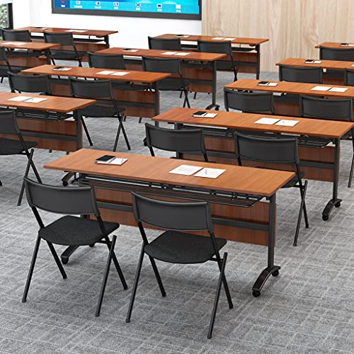 NaLoRa Flip Top Mobile Training Table with Lockable Wheels, Boardroom Desk (Brown, Multiple Sizes Available)