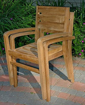 GOLDENTEAK Teak Stacking Chair Set of 4 - Chilmark Collection