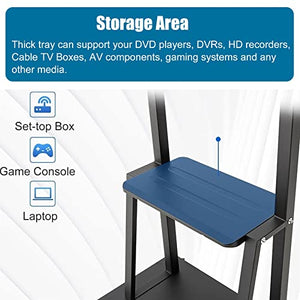 Generic Universal Rolling TV Cart Stand with Wheels & Storage, Fits 50-75 Inch TV, Black Freestanding Mobile TV Trolley