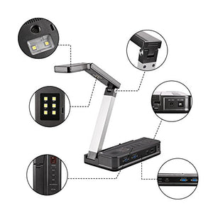 eloam Portable Document Camera HDMI, VGA Port， OCR Visual Presenter for Office,School,Meeting,Training, Labs Presentation