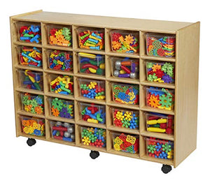 Childcraft Mobile Cubby Unit with Locking Casters, 47-3/4 x 14-1/4 x 36 Inches