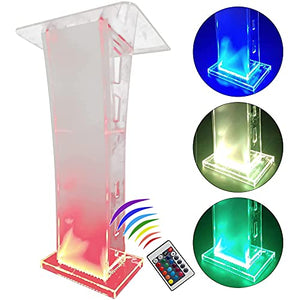 None Transparent LED Lectern Podium Stand with Remote Control - Church School Hotel Podium