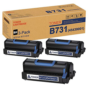 B731 45439001 Toner Cartridge (Black,3 Pack) Replacement for OKI B731dn B731dnw Toner Kit Printer