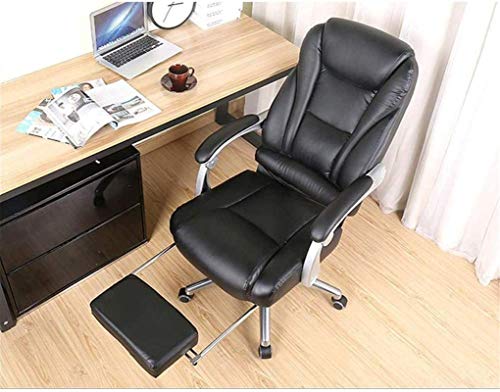 Ergonomic Swivel Reclining Office Chair with Footrest - Black