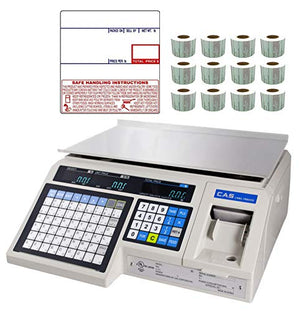 CAS LP-1000N Label Printing Scale Legal for Trade - 30 x 0.01 lb with FREE CAS LST-8040 UPC Label