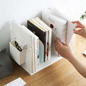 WASHLA Desktop Bookshelf File Rack with Pen Holder Box (Color: D)